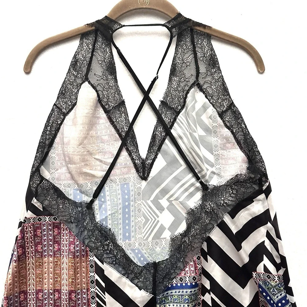 Victoria Secret large‎ L Patchwork Lace Babydoll Camisole Nightie Slip Dress